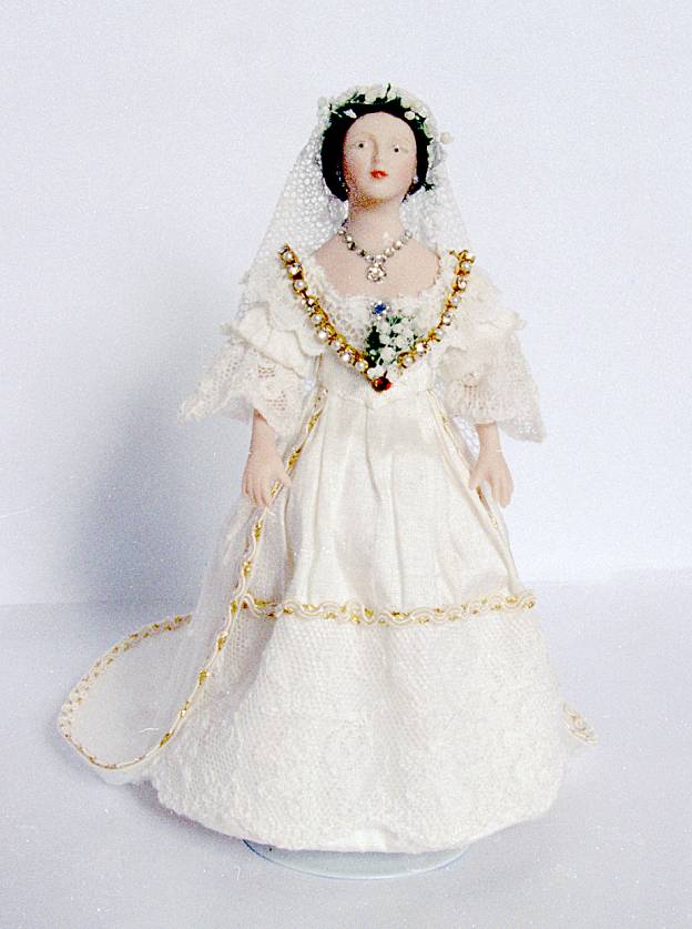 Miniature Queen Victoria in wedding gown