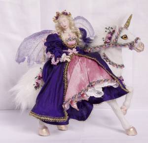 Miniature Fairy riding a unicorn.